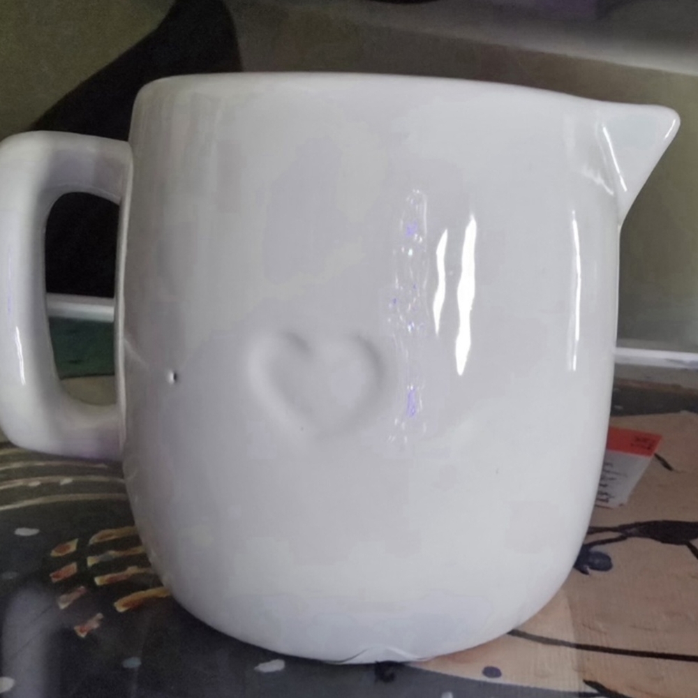 White Ceramic Pitcher with Heart Design 🤍